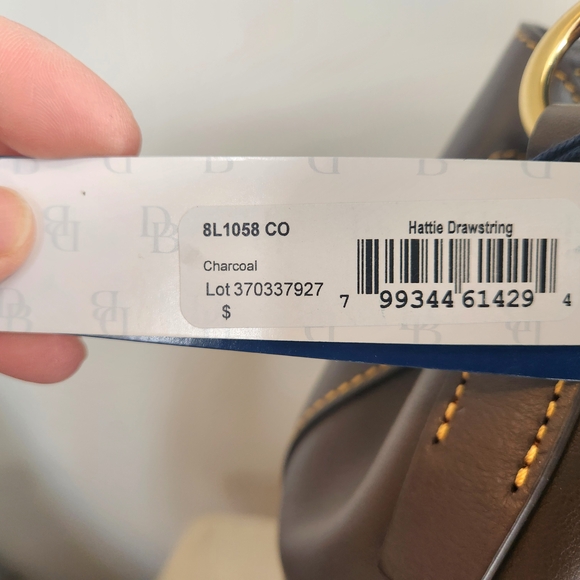 NWT Dooney & Bourke Charcoal Hattie Drawstring Florentine Bucket Bag - Picture 7 of 14